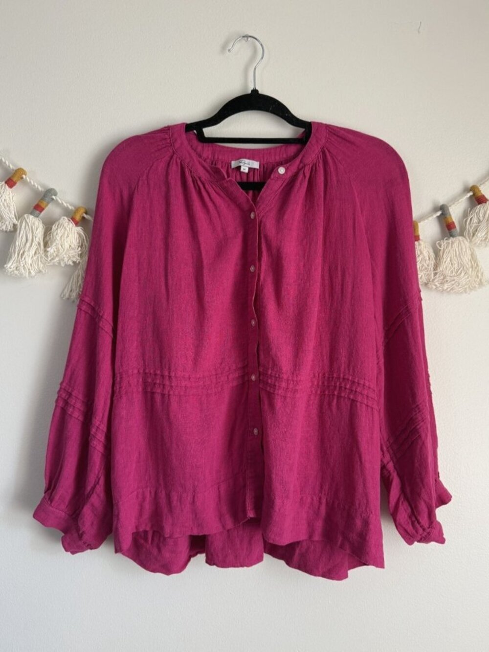 Rails Frances Radiance Linen Blend Button Front Lightweight Top Coastal Beachy
